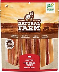 Natural Farm 6-inch Thin Bully Sticks Dog Treats, 25 count