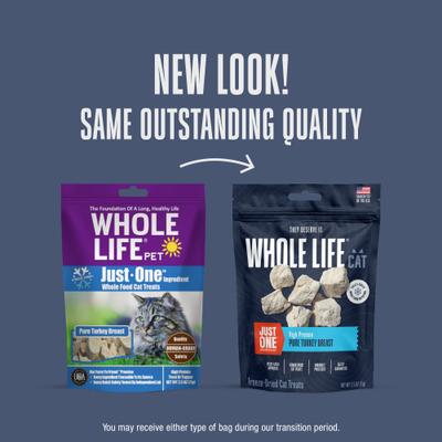 Show full view: Whole Life Just One Ingredient Turkey Grain-Free Freeze-Dried Cat Treats, 1.2-oz bag slide 4 of 11
