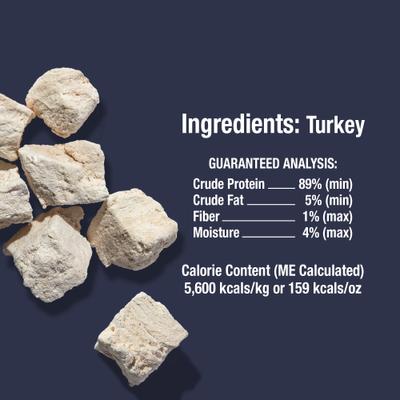 Show full view: Whole Life Just One Ingredient Turkey Grain-Free Freeze-Dried Cat Treats, 1.2-oz bag slide 3 of 11