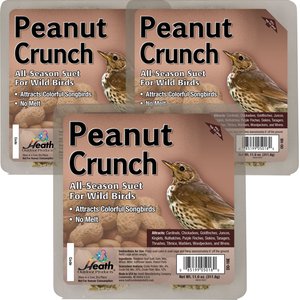 Heath Peanut Crunch Suet Cake Wild Bird Food, 3 count