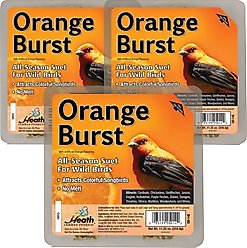 Heath Orange Burst Suet Cake Wild Bird Food, 3 count