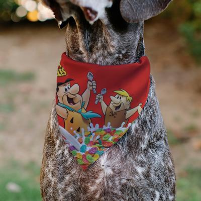 Show full view: Buckle-Down The Flintstones Fruity Pebbles Fred & Barney Rubble Cereal Box Print Dog Bandana slide 4 of 6