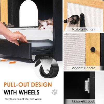 Show full view: Cesicia Hidden Cat Washroom Cat Litter Box Enclosure, Black slide 9 of 10