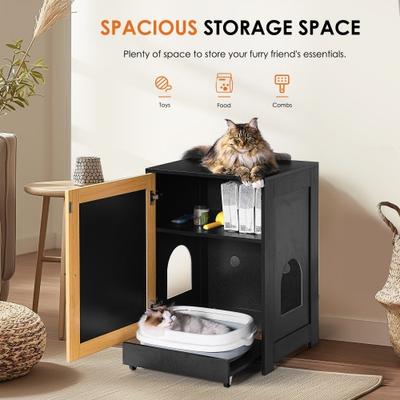 Show full view: Cesicia Hidden Cat Washroom Cat Litter Box Enclosure, Black slide 8 of 10