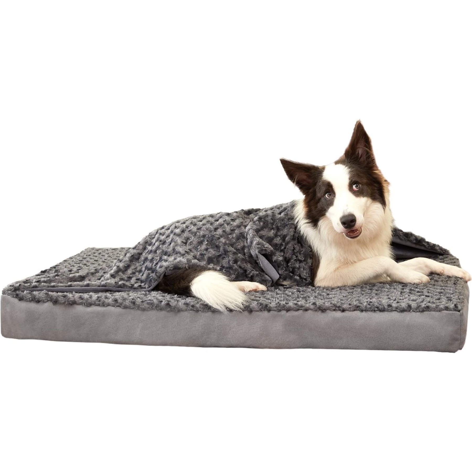 LFC PETS Orthopedic Memory Foam Fur Fabric Dog Bed with Removable Cover, Rose Plush, X-Large