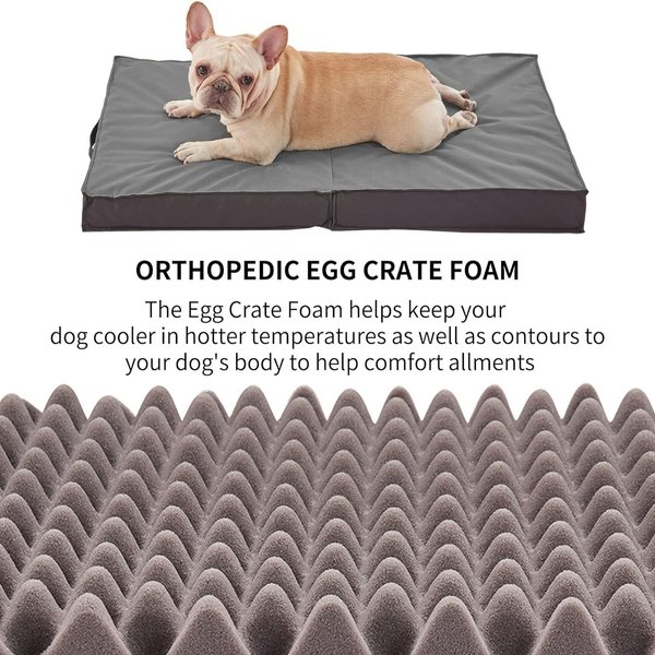 Show full view: LFC PETS Outdoor Waterproof Orthopedic Dog & Cat Bed with Removable Cover, Grey, Large slide 3 of 6