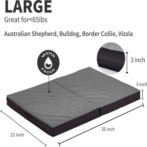Show full view: LFC PETS Outdoor Waterproof Orthopedic Dog & Cat Bed with Removable Cover, Grey, Large slide 2 of 6
