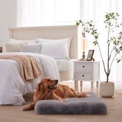 LFC PETS Fluffy Orthopedic Dog & Cat Bed with Waterproof Removable Cover, Grey, X-Large