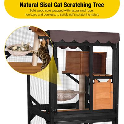 Show full view: Aivituvin AIR7014 Catio Wooden Cat Scratching Post, Brown slide 5 of 13
