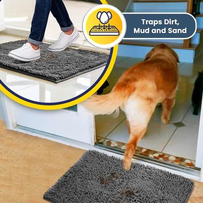 Show full view: Muddy Mat Highly Absorbent Chenille Dog Door Mat, Grey, 2 x 3-ft slide 3 of 7
