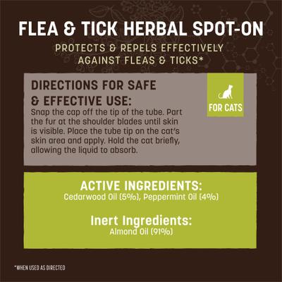Show full view: Earth Animal Apothecary Natural Flea & Tick Herbal Spot Treatment for Cats, 3 doses (3-mos. supply) slide 3 of 7