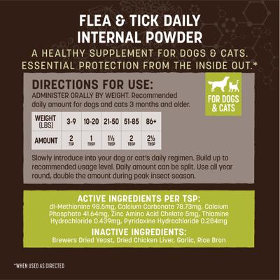 Show full view: Earth Animal Apothecary Natural Flea & Tick Daily Internal Powder Oral Supplement for Dogs & Cats, 1-lb jar slide 5 of 10