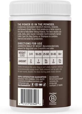 Show full view: Earth Animal Apothecary Natural Flea & Tick Daily Internal Powder Oral Supplement for Dogs & Cats, 1-lb jar slide 2 of 10
