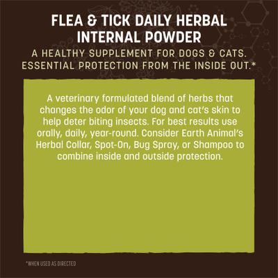 Show full view: Earth Animal Apothecary Natural Flea & Tick Daily Internal Herbal Powder Oral Supplement for Dogs & Cats, 8-oz jar slide 6 of 10