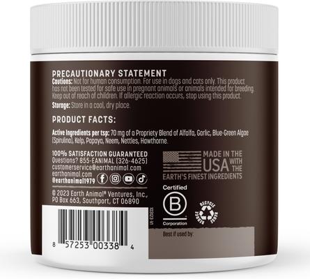 Show full view: Earth Animal Apothecary Natural Flea & Tick Daily Internal Herbal Powder Oral Supplement for Dogs & Cats, 8-oz jar slide 2 of 10