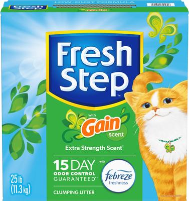 Show full view: Fresh Step Febreze Freshness Gain Scented Clumping Clay Cat Litter, 25-lb box slide 9 of 13