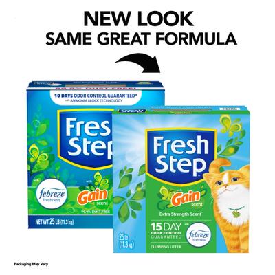 Show full view: Fresh Step Febreze Freshness Gain Scented Clumping Clay Cat Litter, 25-lb box slide 3 of 13