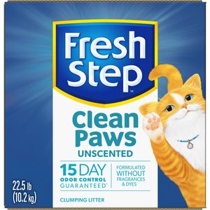 Fresh Step Clean Paws Unscented Clumping Clay Cat Litter, 22.5-lb box