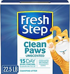 Fresh Step Clean Paws Unscented Clumping Clay Cat Litter, 22.5-lb box