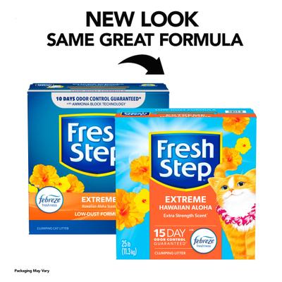 Show full view: Fresh Step Extreme Hawaiian Aloha Febreze Scented Clumping Clay Cat Litter, 25-lb box slide 3 of 12