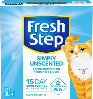 Show full view: Fresh Step Simply Unscented Clumping Clay Cat Litter, 25-lb box slide 9 of 13