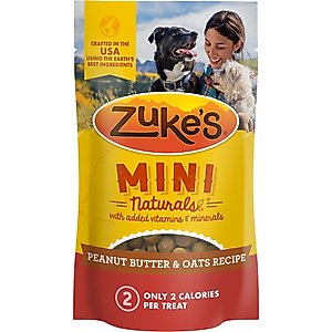 Zuke's Mini Naturals Peanut Butter & Oats Recipe Adult Soft & Tender Training Dog Treats, 3-oz pouch
