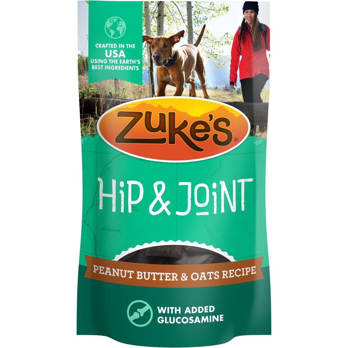 Zuke's Hip & Joint Peanut Butter & Oats Recipe Soft & Chewy Dog Treats, 3-oz pouch