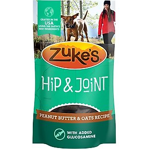 Zuke's Hip & Joint Peanut Butter & Oats Recipe Soft & Chewy Dog Treats, 3-oz pouch
