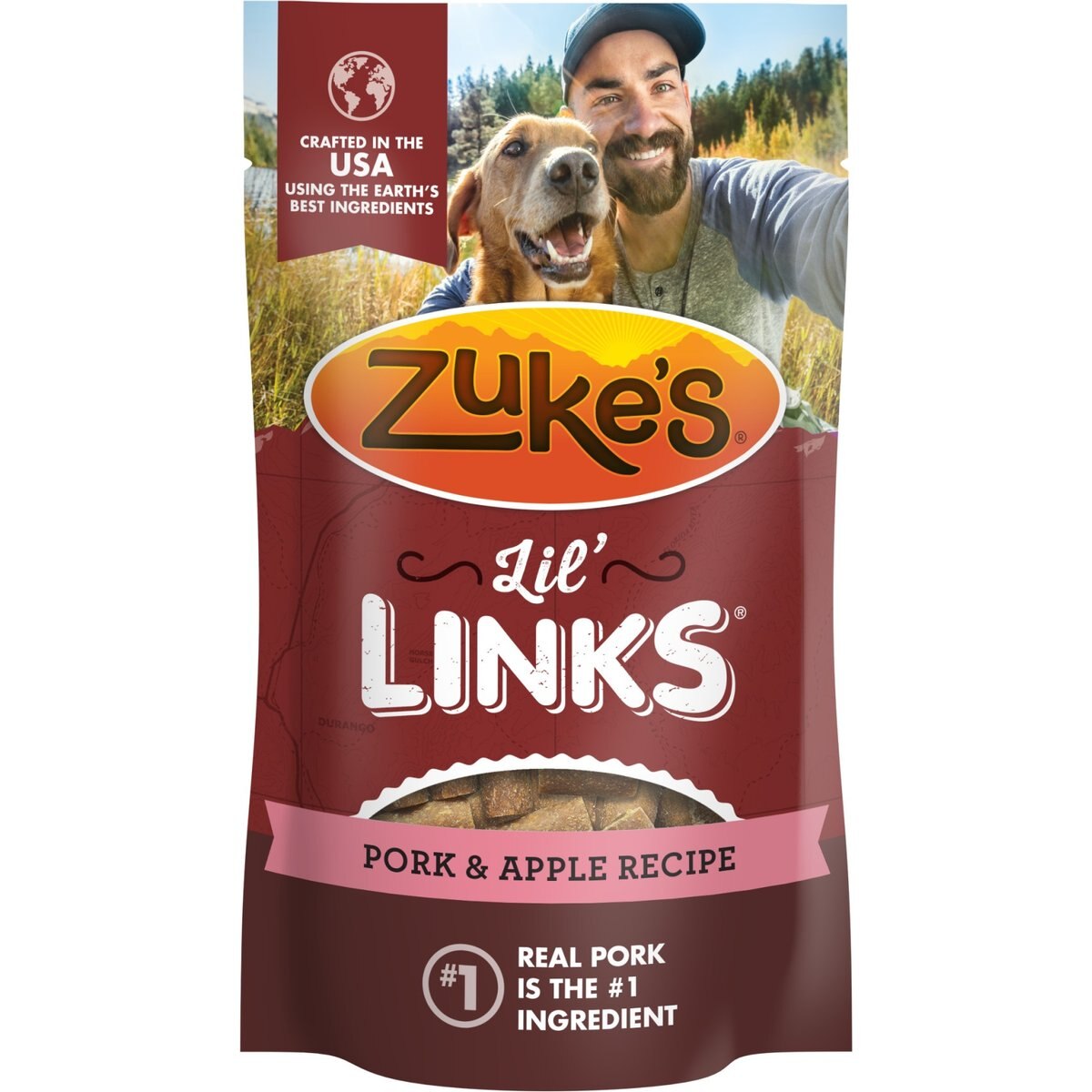 Zuke's Lil’ Links Pork & Apple Recipe Pet Treats for Dogs, 3-oz pouch