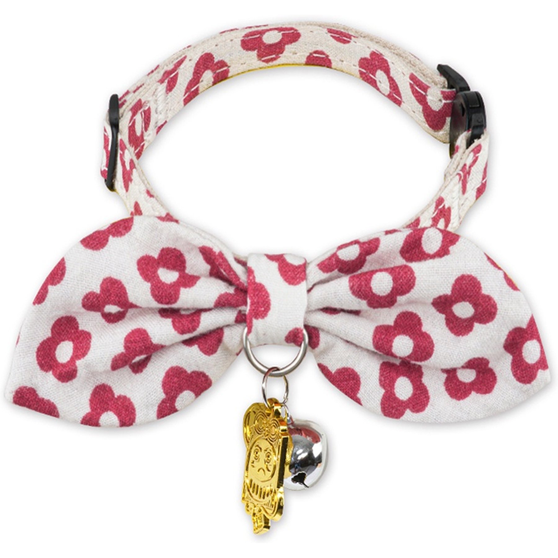 Touchcat Miss-Daisy Cotton Cat Collar with Bowtie & Bell, Red