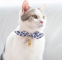 Touchcat Miss-Daisy Cotton Cat Collar with Bowtie & Bell, Navy slide 2 of 4