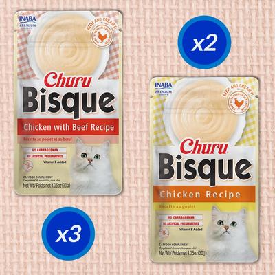 Show full view: Inaba Churu Bisque for Cats Chicken Variety Pack Lickable Cat Treats, 1.05-oz pouch, 15 count slide 4 of 11