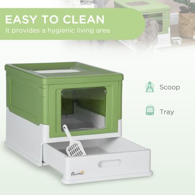 Show full view: jansno Scoop Foldable Smell Proof Potty with Front Entry, Top Exit Fully Enclosed Cat Litter Box, Green slide 7 of 8