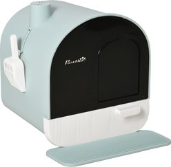Cesicia Indoor Covered Cat Litter Box with Lid, Tray, Scoop & Filter, Green