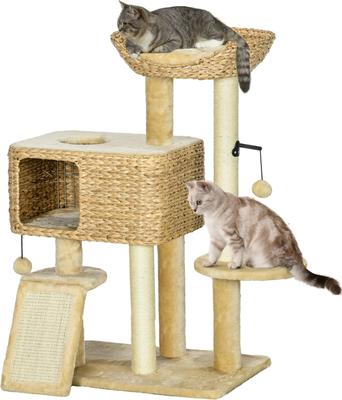 Show full view: jansno Indoor 38-in Tower Cat Tree with Scratching Posts, Ramp & Condo, Beige slide 8 of 8