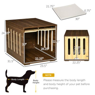 Show full view: jansno End Table Dog Crate with Removable Door Panel, Brown slide 7 of 9