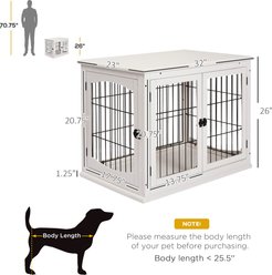 Cesicia Wooden End Table with Two Opening Sides & Lockable Door Dog Crate, White slide 2 of 6