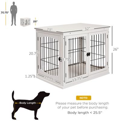 Show full view: Cesicia Wooden End Table with Two Opening Sides & Lockable Door Dog Crate, White slide 6 of 6