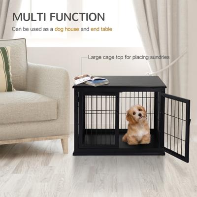 Show full view: jansno Two Opening Sides Lockable Door Cage End Table Dog Crate, Black slide 5 of 7