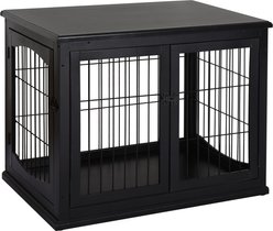 Zeus & Ruta Double Door Furniture Style Dog Crate, Black