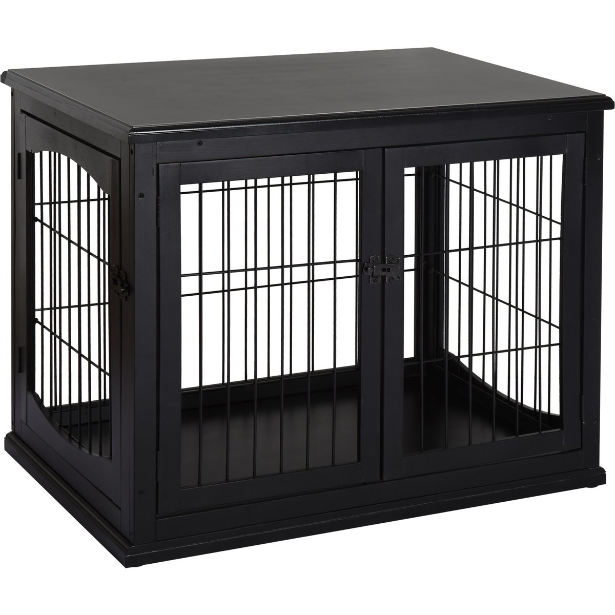 Zeus & Ruta Double Door Furniture Style Dog Crate, Black
