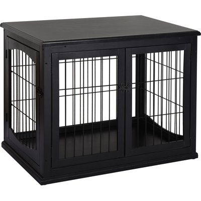 Zeus & Ruta Zeus & Ruta Double Door Furniture Style Dog Crate, Black