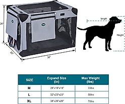 Ownpets 3-Door Collapsible Dog Crate, X-Large, Grey slide 2 of 7