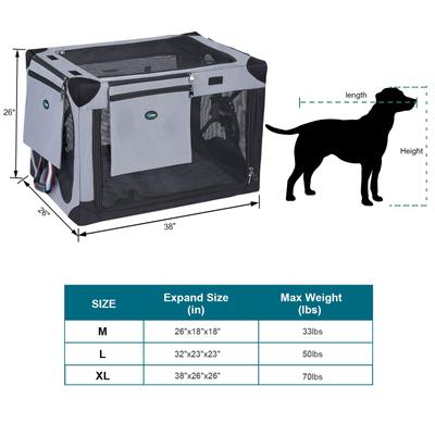 Show full view: Ownpets 3-Door Collapsible Dog Crate, X-Large, Grey slide 7 of 7