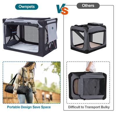 Show full view: Ownpets 3-Door Collapsible Dog Crate, X-Large, Grey slide 5 of 7