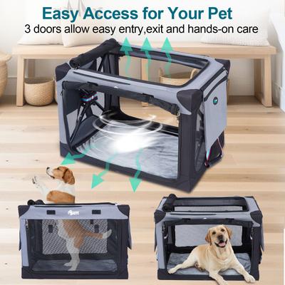 Show full view: Ownpets 3-Door Collapsible Dog Crate, X-Large, Grey slide 2 of 7