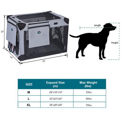 Show full view: Ownpets 3-Door Collapsible Dog Crate, Large, Grey slide 7 of 7