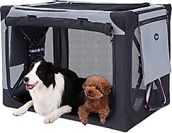 Ownpets 3-Door Collapsible Dog Crate, X-Large, Grey