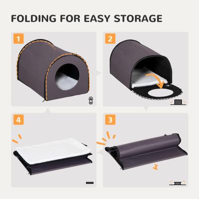 Show full view: jansno Portable & Waterproof Dome Heated Cat House, Brown slide 4 of 7