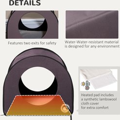 jansno Portable & Waterproof Dome Heated Cat House, Brown slide 2 of 6